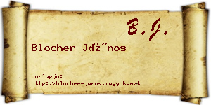 Blocher János névjegykártya